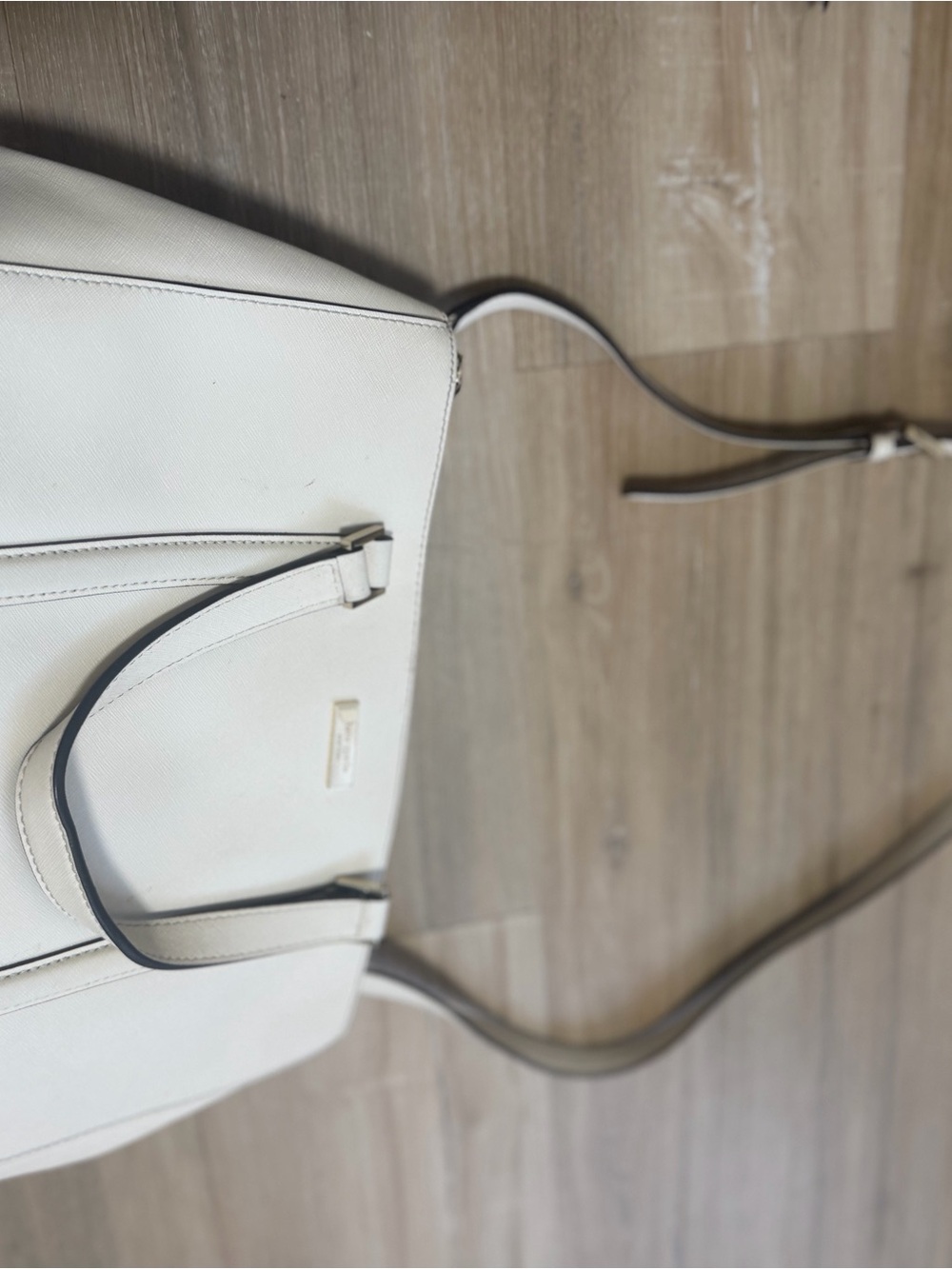 kate spade Cream Structured Tote Bag with Shoulder Strap